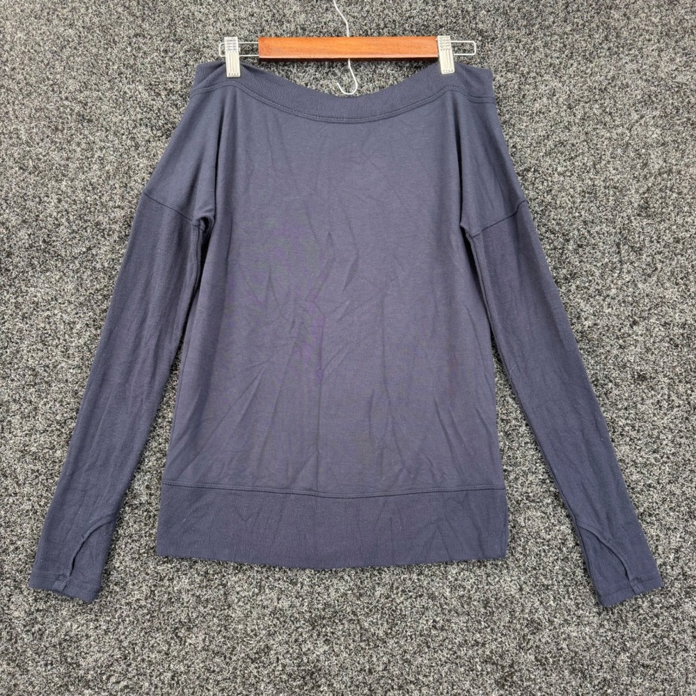 Athleta Navy Blue Boat Neck Sweatshirt Long Sleeve Thumbhole Pullover XS